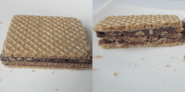 「バリーズ ピーナッツチョコウエハース」の切断面